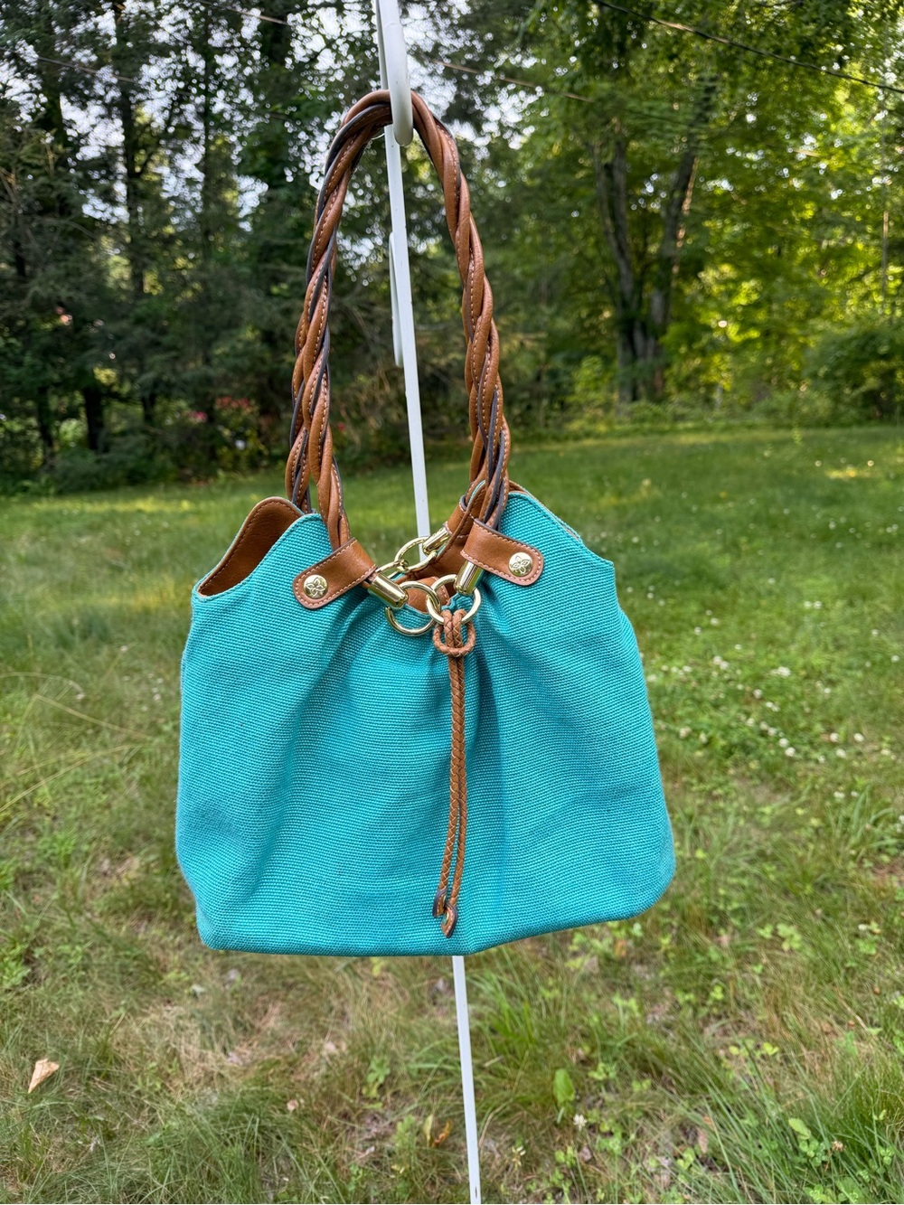 Relic Turquoise Canvas Tote with Braided Handles